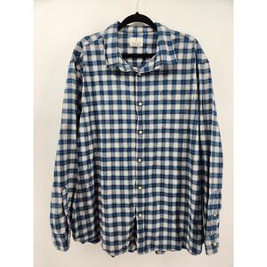 Mutual Weave Mens 2XL Blue Plaid Long Sleeve Button Down Shirt‎ Casual